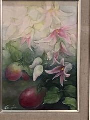 むべの花と果実　油彩