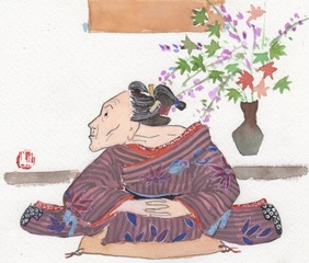 挿画；文　宮部みゆき「おくらさま」日経新聞連載小説『迷いの旅籠』より