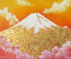 永月水人作「黄金の富士山」油絵+純金金箔　F20号