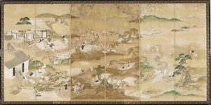 『四季農耕図屏風』当館蔵（左隻）