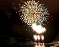 【約700発】熱川の海上に打ち上がる色鮮やかな花火