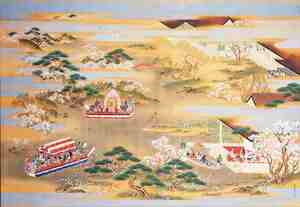狩野養信「胡蝶船遊之図」永青文庫蔵
