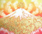 油絵+純金金箔「黄金の富士山」Ｆ３号　永月水人作