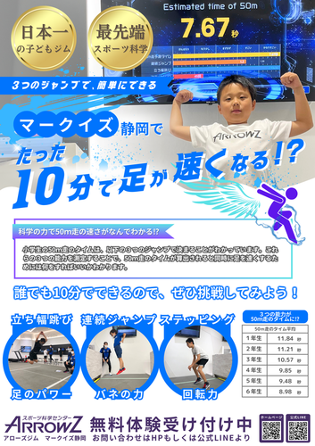 3つのジャンプで足の速さがわかる！　足が速くなる測定会　6月29日