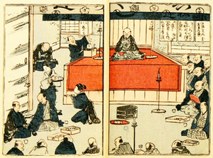 お江戸の頃の寄席の浮世絵を参考に丁子屋の空間に再現して江戸の頃の寄席の雰囲気でお楽しみいただいてます