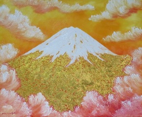 永月水人作　黄金の富士山　純金２４Ｋ金箔　Ｆ１２号