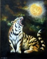 油絵+純金金箔「月光の虎」Ｆ30号　永月水人作