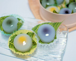 本葛を使用した「水まんじゅう」自家製こしあん、抹茶あん、柚子あん110円※6～9月