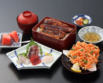駿河定食（うな重・刺身・かき揚げ）