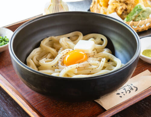 釜たまバターうどん 天ぷら6種セット