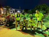 中央公園内ライトアップしたバラ園