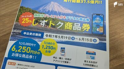 5000円で6250円分…プレミアム率25%のデジタル商品券「しずトク商品券」5月19日購入申し込み開始＝静岡市
