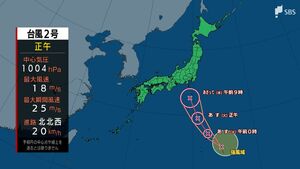 台風2号が発生 今後の台風進路予想は…小笠原から伊豆諸島付近へ 湿った空気の影響で大雨も【台風情報・23日午後0時45分発表】