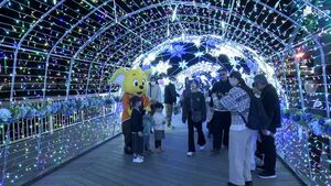 思わず「きれい~」エスパルスドリームプラザで恒例のイルミネーション点灯式=静岡市清水区