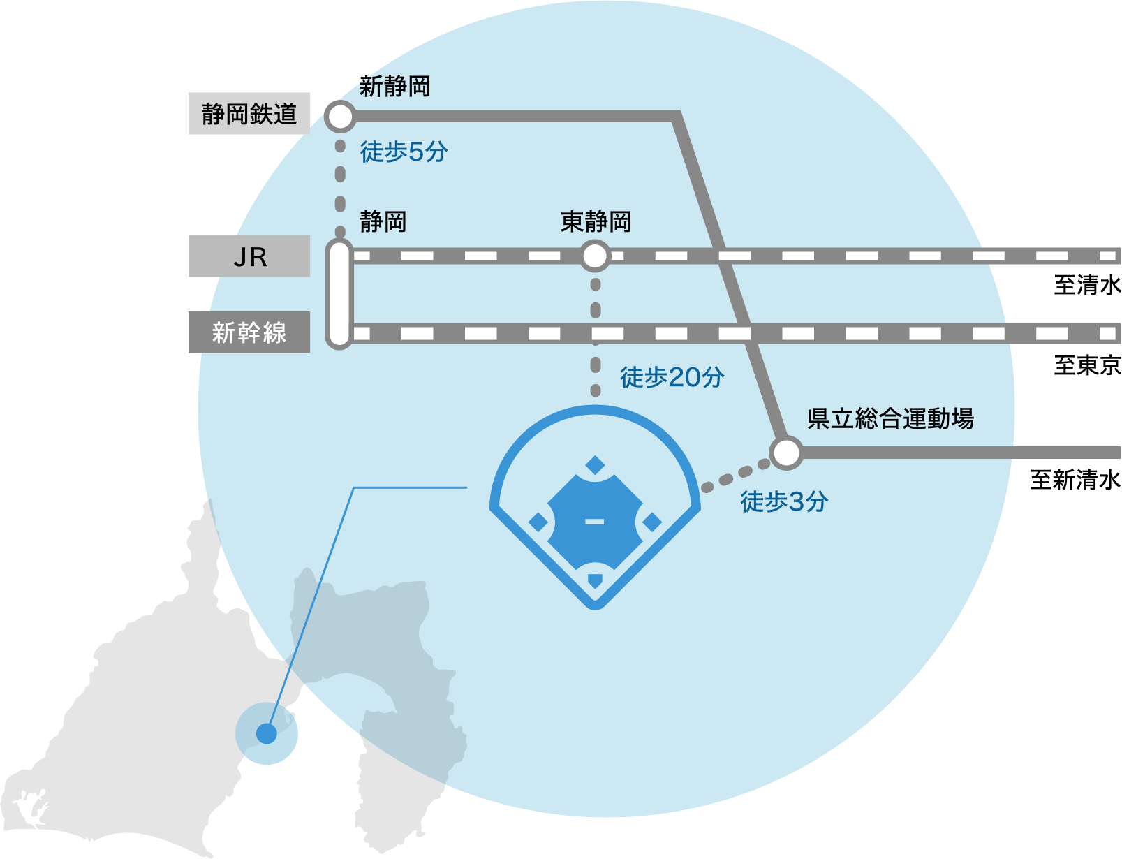 静岡県草薙総合運動場硬式野球場 アクセスマップ