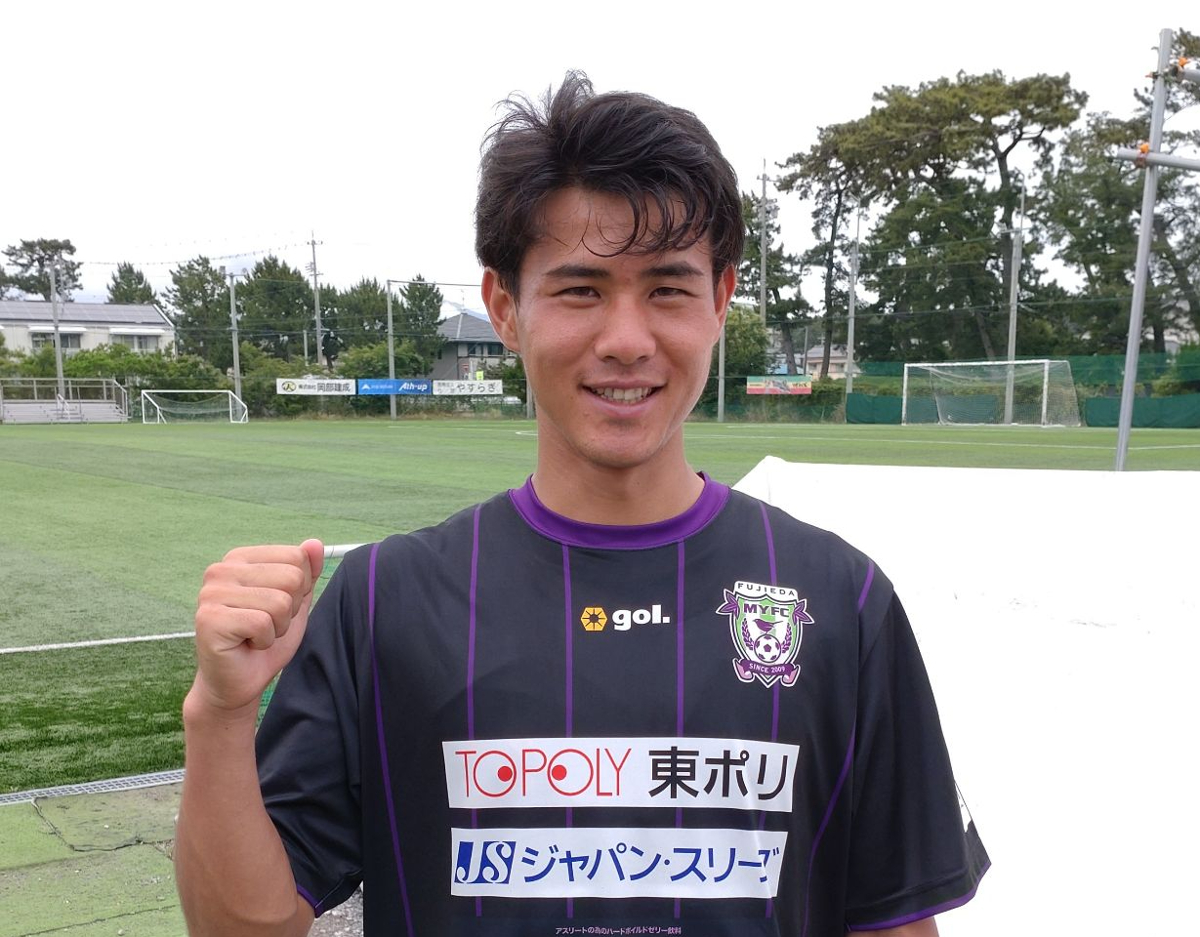 藤枝MYFC加入内定の永田貫太（中京大）が練習参加 あこがれの先輩