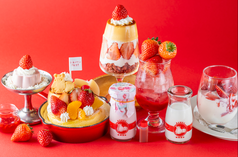 食品サンプル　熱海プリン　カスタード　苺　ミルク 人気の「熱海プリン食堂」にいちごを使った春限定カフェメニュー登場