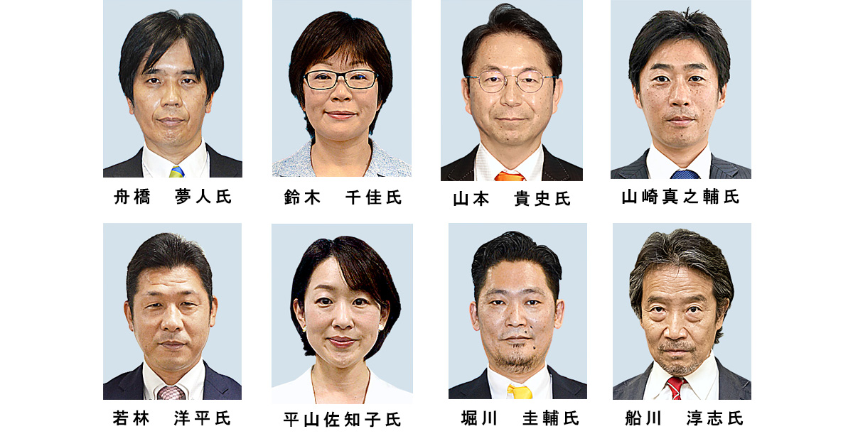 参院選静岡選挙区の立候補者（左上から右に届け出順）