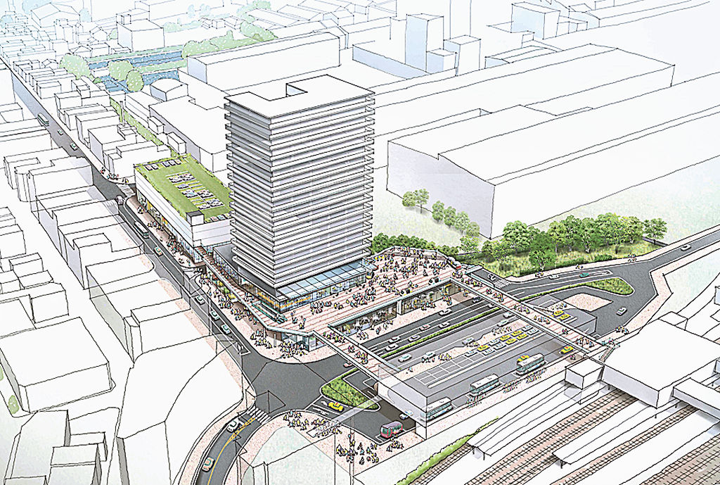 富士駅北口再開発事業の完成イメージ図（富士市提供）
