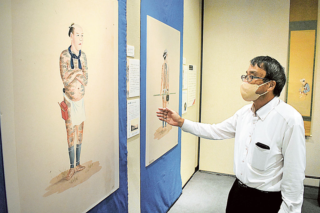 ドイツの博物館が所蔵する川越人足を描いた浮世絵＝島田市博物館
