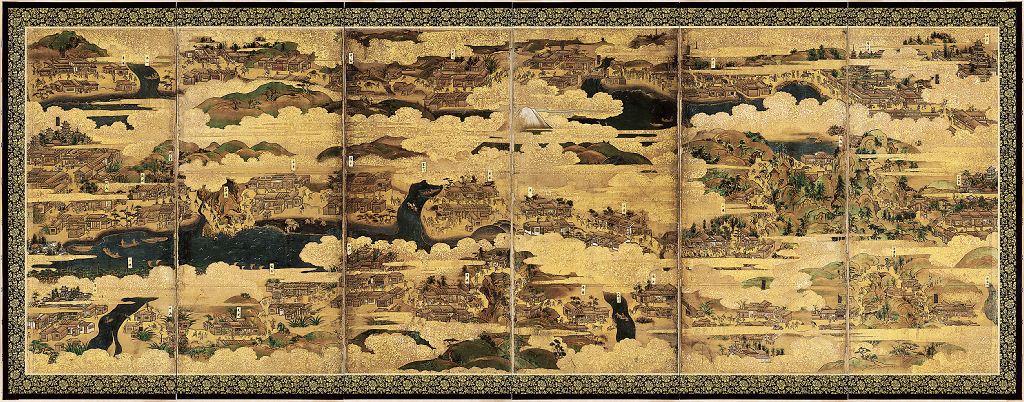 東海道図屏風　（マッケンジー本）」　江戸時代前期（１７世紀）作者不明