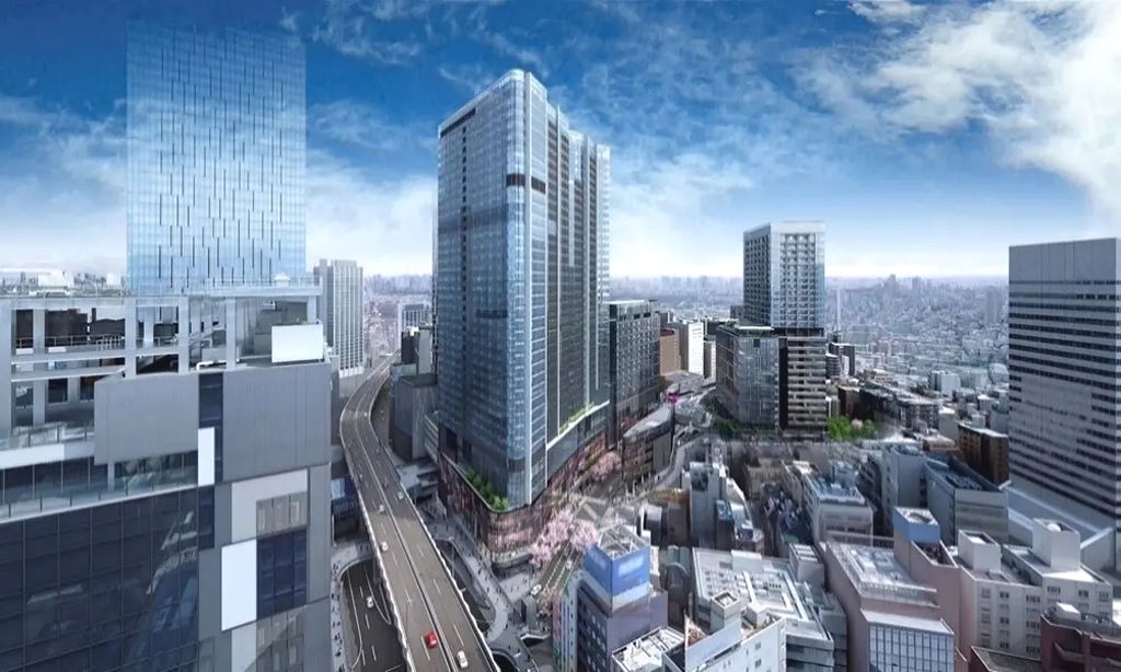 ヤマハが新たなブランド発信拠点を整備する渋谷サクラステージの外観イメージ（中央のビル）