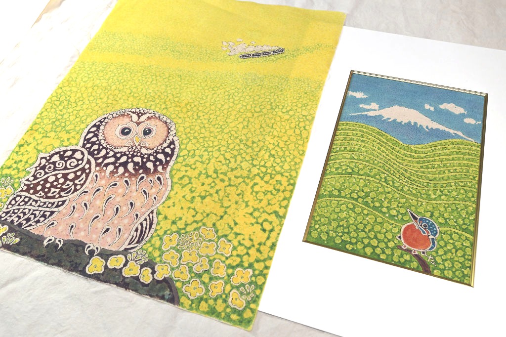 フクロウやカワセミは松井作品の代表的なモチーフ