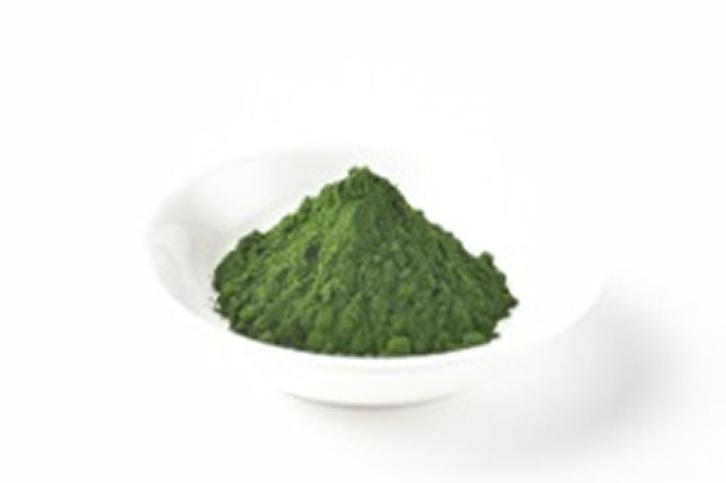 グリーン給食で使用された「ナンノクロロプシス」の粉末（イービス藻類産業研究所提供）