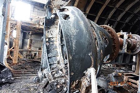 爆発後に残された「イプシロンＳ」のエンジン取り付け設備＝７月１４日、秋田県能代市（ＪＡＸＡ提供）