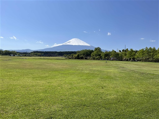 雄大な富士山の眺望を楽しめる長田山荘キャンプ場の富士見サイト＝御殿場市