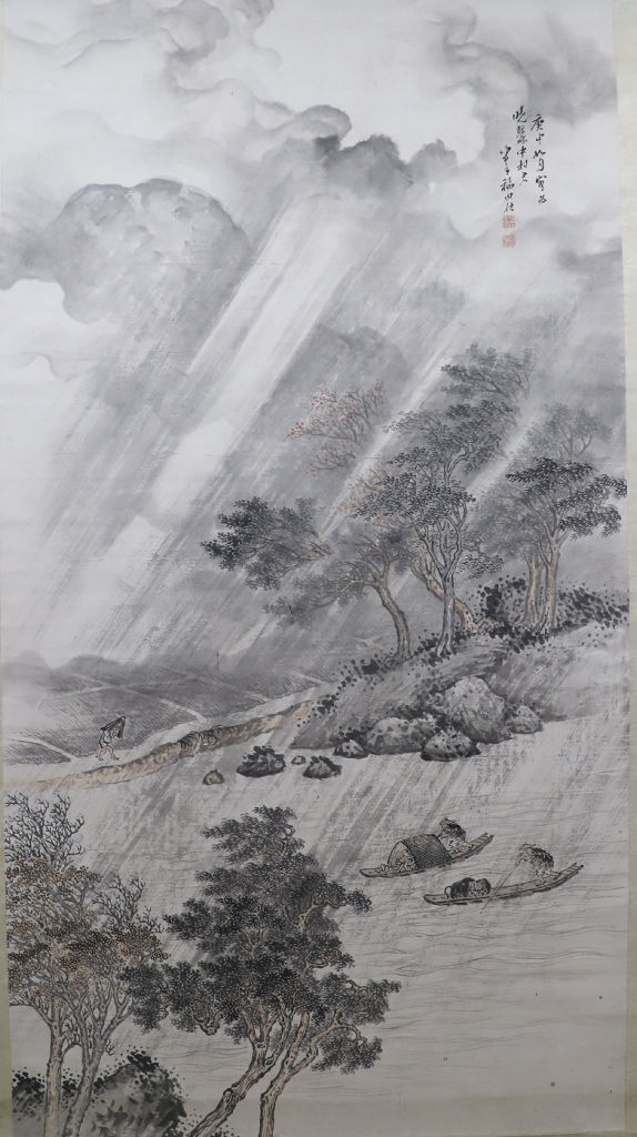 菊川市有形文化財に指定された「驟雨之図」