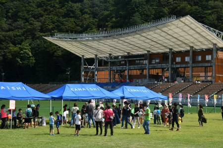 釜石鵜住居復興スタジアムで開催された釜石よいさ＝９月２３日、岩手県釜石市