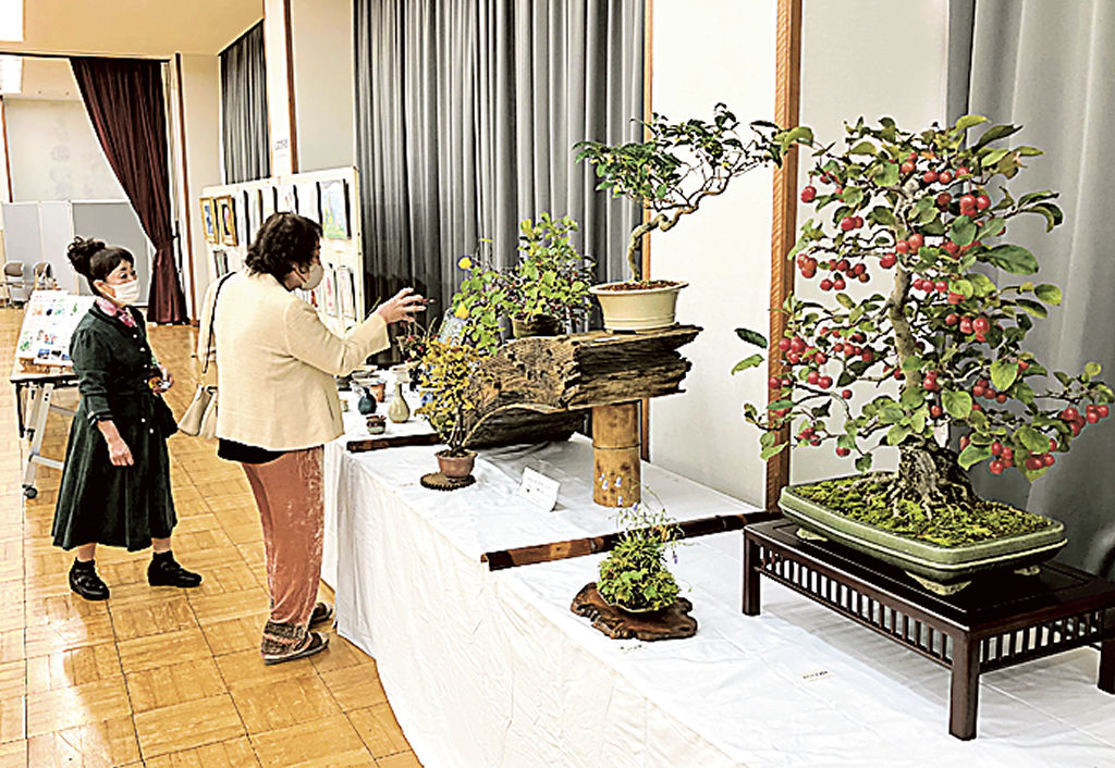 幅広い分野で創作活動の成果が披露された展示部門エリア＝小山町の町総合文化会館