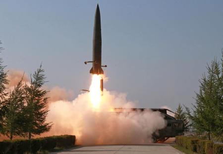 北朝鮮の短距離弾道ミサイル「ＫＮ２３」（朝鮮中央通信＝共同）