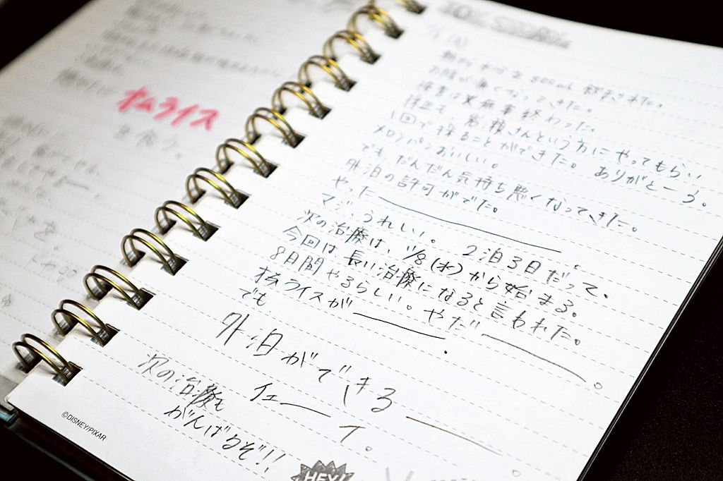 入院中に寺田歩生さんがつづった日記