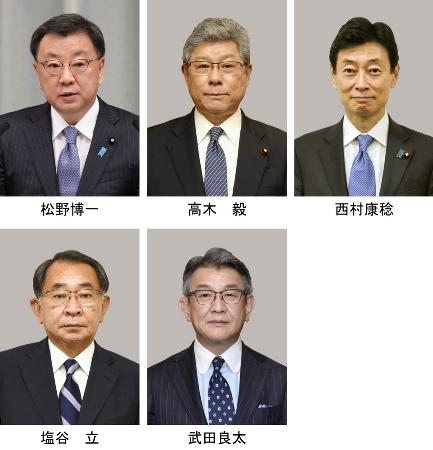 岸田首相表明後に政倫審出席が正式に決まった安倍、二階両派幹部５人（敬称略）