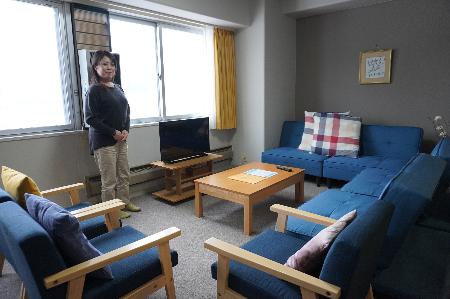 エンゼルリゾート湯沢の一室。民泊として運用されている＝３月１４日、新潟県湯沢町
