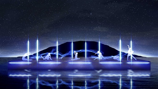 浜名湖上での夜間舞台ショーのイメージ（浜名湖かんざんじ温泉観光協会提供）