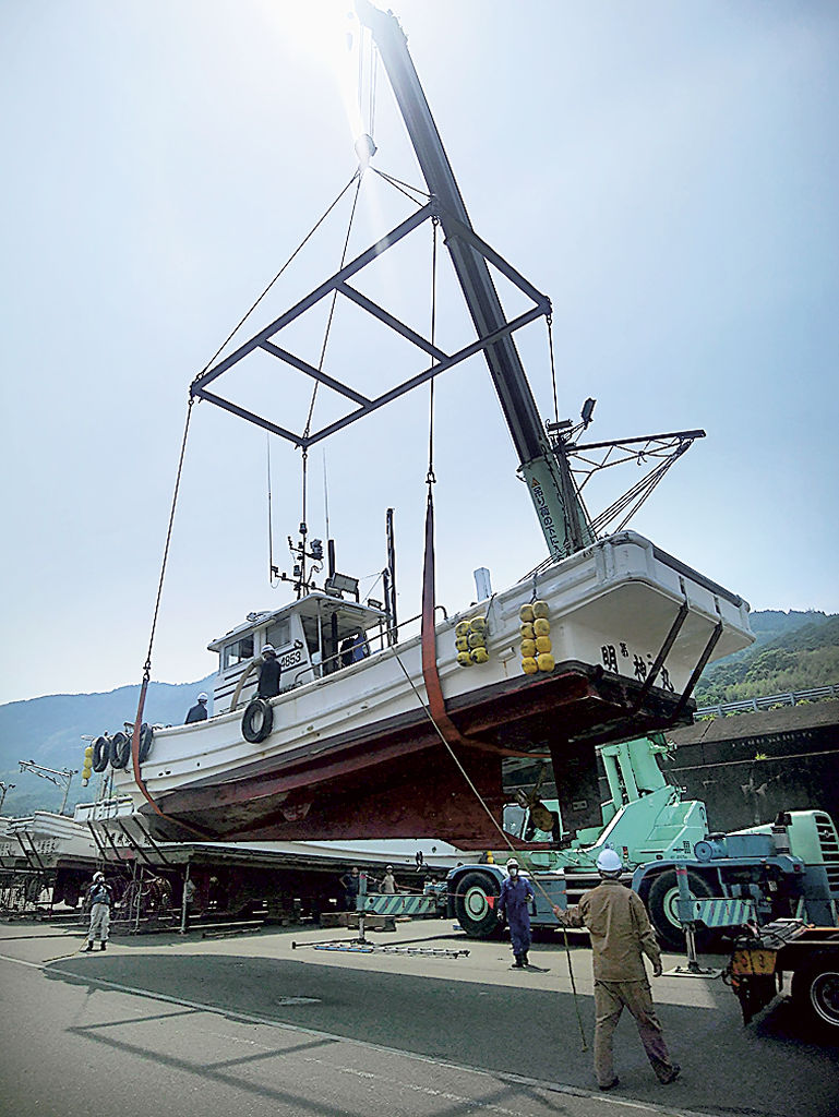 漁港の昼下がりーエビ網を干す330×460額装サイズ