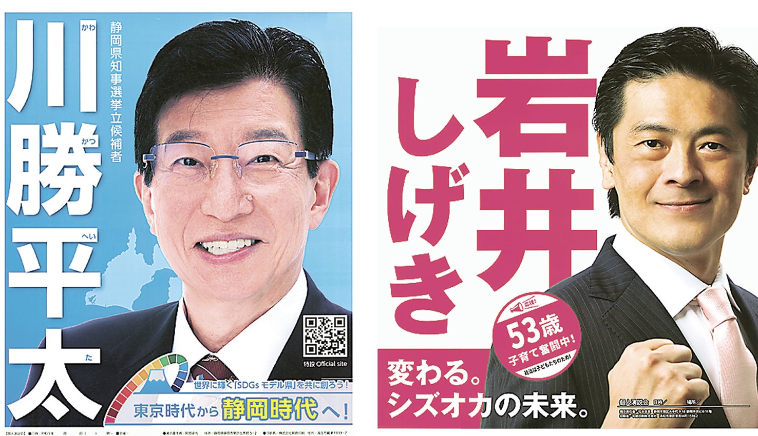 立候補者アンケート 上 川勝平太氏 岩井茂樹氏 静岡県知事選 あなたの静岡新聞