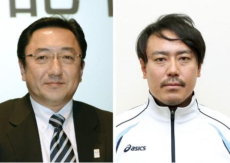 全日本スキー連盟の北野貴裕会長（左）、皆川賢太郎競技本部長